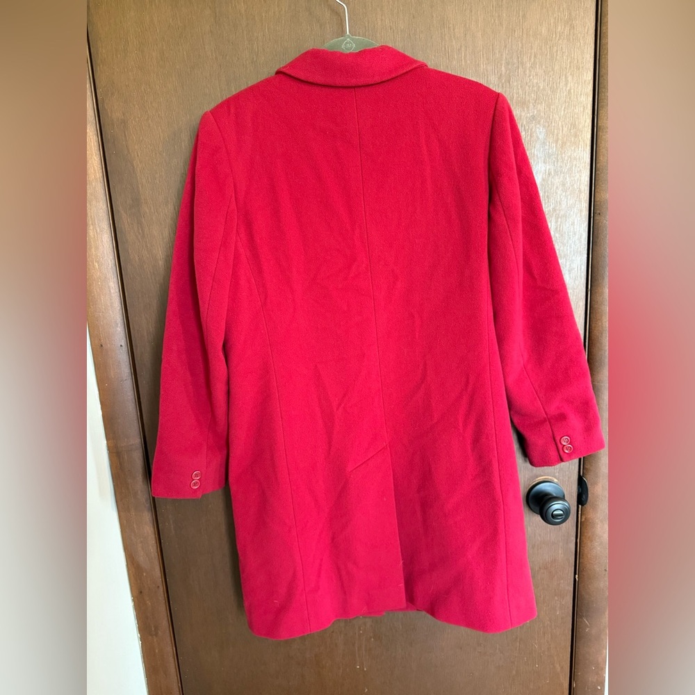 LL Bean Women's Classic Red Wool & Cashmere Blend Pea Coat Size 6 - Picture 5 of 6